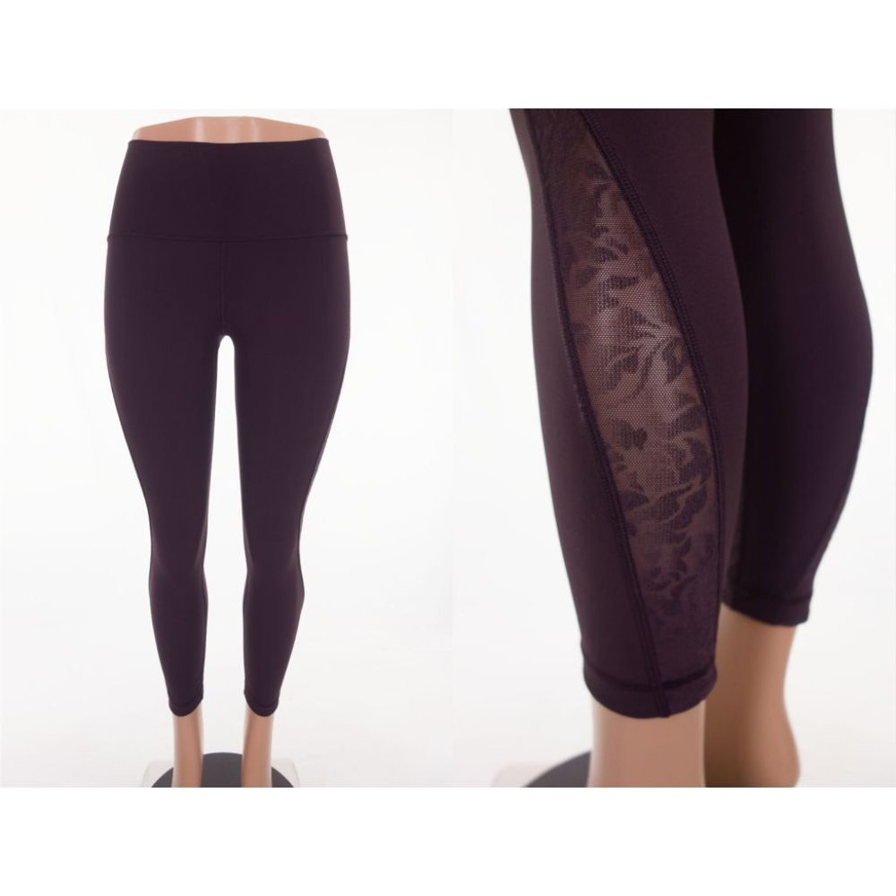 lululemon athletica Plum Purple Leggings with Sheer Side Panel